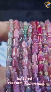 Premium Grade Icy Barrel Free Form Tourmaline Bracelet