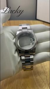 Vỏ Đồng Hồ Chống Nước 36mm/40mm Mặt Cong Có Rãnh Kính Sapphire Dành Cho Mặt Số 28.5mm Tương Thích Với Máy NH34 NH35 NH36 NH38 ETA 2824 PT5000 Màu Bạc Đen Vàng Vàng Hồng
