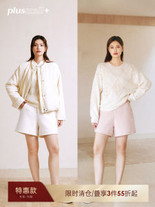 Plusmall Miu Series 2024 Autumn Design Knit Belt Splicing Thin Wool Two-Way Wear Pocket Shorts Womens Casual Pants