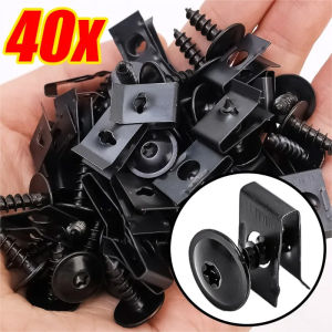 【Pphha】40Pcs Car U Clip Gasket Metal Screw Fastening Spacer Car Modification Anti-Rust Protection Buckle Fender Trim Panel Fastener Auto Accessories