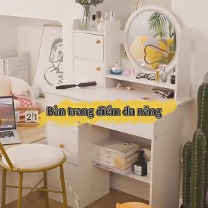 YOYOO Bàn Trang Điểm Phòng Ngủ Phong Cách Bắc Âu Có Đèn Led Có 2 Ngăn Kéo Đơn Giản Hiện Đại