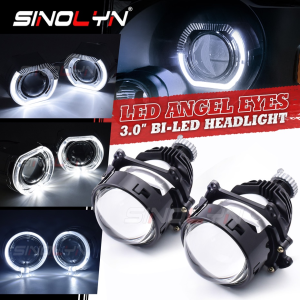 90W 3”Bi LED Projector Headlight H4 H7 9005 9006 Angel Eye Headlamp Lens 19890lux Diode Turn Signal Light Conversion Kit For Car Motorcycle Accessories Retrofit