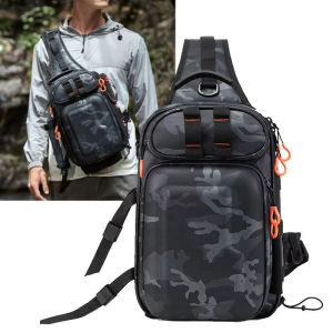 Tactical Fishing Chest Bag with Rod Holder Molle Sports Pouch Outdoor Hiking Climbing Single Backpack Large Hunting Fanny Pack