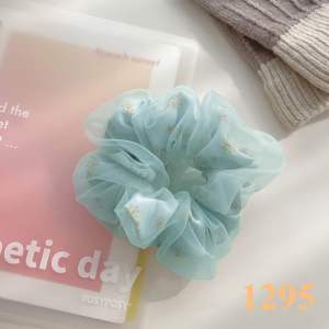 (Ready Stock 现货🇲🇾) Korean Style Sweet Floral Mesh Double Layer Bun Head Ponytail Hair Band 韩版甜美碎花网纱双层丸子头马尾发圈发绳