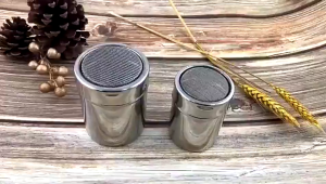 Stainless Steel Powder Sprinkle Powder Dispenser Seasoning Container with Lid Cocoa Powder Coffee