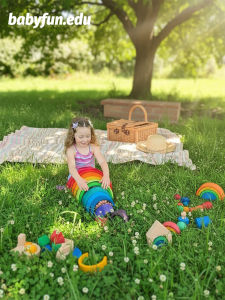 babyfun.edu | Tilia Wood Dyeing Rainbow Building Blocks Open Ended Toy Educational Gift