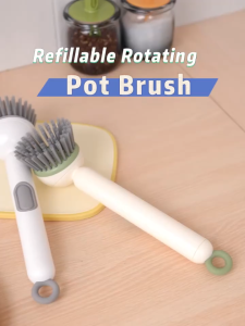 Scrubber Sikat Pembersih Panci Piring 6 Tingkat Pegangan Dapat Diatur Dispenser Sabun Tekan