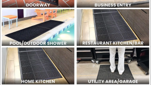 Rubber Floor Mat Non-slip Anti-Grease Mat Commercial Use Bathroom Kitchen Bar Toilet Anti slip Floor Mat Thickened 60x90cm/90x150cm Black