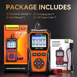 Konnwei | 2026 KONNWEI KW330 Car OBD2 Diagnostic Tool ECU Full Function Fault Code DTC Lookup Clear Reader Car Battery Check Function