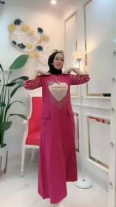Midi Dres Kaos Wanita Kekinian Model Sablon HEART Terbaru BY. NABIL