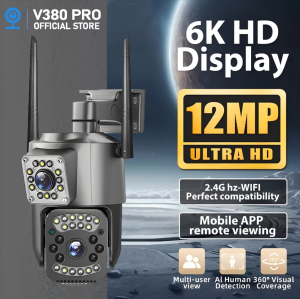 V380 PRO CCTV Camera Connect Cellphone CCTV Camera With Monitor Set 4K 1080P PTZ Camera 360° Rotation Infrared Night Vision Two-Way Voice Audio WIFI Wireless Connection Phone Remote Waterproof Indoor Outdoor