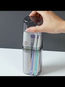 2 IN 1 Toothbrush Storage Cup Toothpaste Holder Travel Portable Mouthwash For School Camping Business Trip