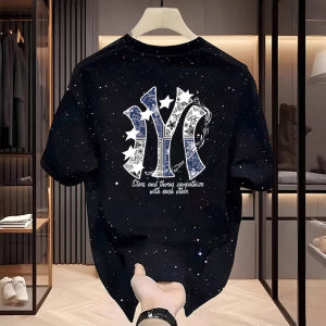 NASA Collaborative Loose Fit Cotton round Neck Short Sleeve T-Shirt Mens Retro Korean Style Printed Casual Summer Top