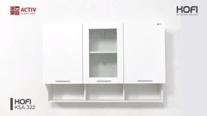 Activ Kitchen Cabinet Atas 3 Pintu Kaca Lemari Dapur / Rak Piring Makanan / Kitchen Set Putih KOFI KSA 322