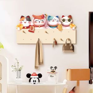 Modern Minimalist Panda Hole Board Wall Mounted Clothes Key Storage Rack Bedroom Organizer U-Shaped Shelf Density Board