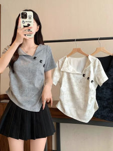 เสื้อยืดแขนสั้นผู้หญิงไซส์ใหญ่สไตล์ใหม่จีน ปักโบว์ผีเสื้อ ฤดูร้อน สีขาว ทรงหลวม ทรงเข้ารูป เสื้อผ้าทำงาน