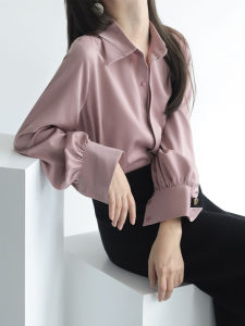 French Chic Satin Shirt Tops Women Spring & Fall New Arrival Classy Stylish Minority Simple Elegant Solid Color Shirt
