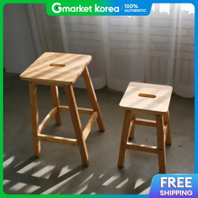 Ghế đôn vuông gỗ tự nhiên để bàn trang điểm (cỡ nhỏ)