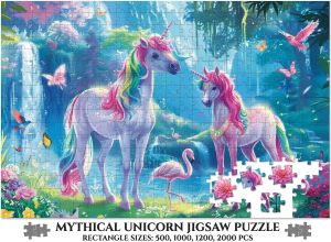 500/1000/1200Pcs Paper Puzzles for Princess Unicorns Jigsaw Puzzles for Bedroom Livingroom Challenging Family Activity Game