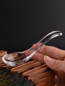 Crystal Spoon For Home Birds Nest Spoon Kitchen Supplies Lead-Free Heat-Resistant Transparent Glass Soup Spoon Dessert Spoon