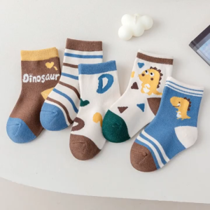 Kids High Quality 5 Pairs Cotton Socks with Printed Designs Colorful for Kids Boys and Girls 1-12 Years Old