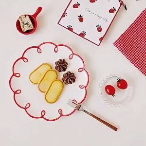 MALOHOME - MALFA Flower Ceramic Plate Dessert Cake Plates Piring Lucu Aesthetic Home Decor Nordic Korean Malo Home