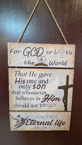 Homesure Bible Verse John 3 16 Wooden Hanging Wall Art Decor 53x25.5 cm Rustic Design Home Decor