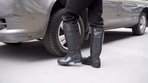 Mens mid cut rain shoes rain bota rubber wear-resistant rain boots (40-44CM)UM