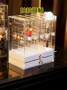Acrylic Jewelry Display Necklace Stud Hook Wire Earring Stand Organizer Holder Earring Storage Box Kotak Subang