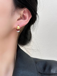 S925 Silver Needle Fashion Earrings Metal Color Block Waterdrop Design Front And Back Hanging Womens Trendy Ear Jewelry