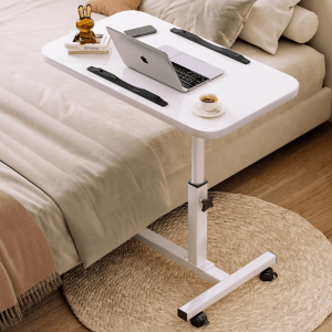 Mobile Bedside Table Lifting Table Bedside Desk Mobile Rolling Laptop Overbed Table 90° Adjustable Folding with Wheels Sofa Side Table Office Bedside Table Small Rolling Computer Table
