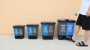 Household kitchens schools medical pedals dry wet separation twin buckets large plastic sorting trash cans