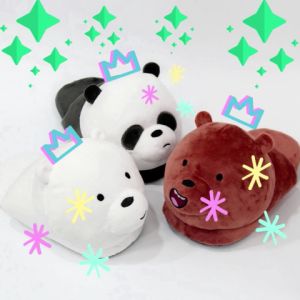 รองเท้าใส่ในบ้าน ลาย We Bare Bare Bear Girzzly พื้นนิ่มใส่สบายไม่เจ็บเท้ามีลายหมีขาว หมีน้ำตาล แพนด้า