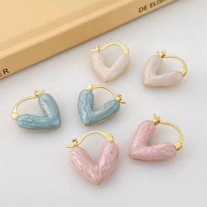 1 Pair White Simple Design Women Heart Earrings Drop Glaze Love Earring Versatile And Atmospheric New Fashion Jewelry Earrings (Blue/Pink/White)