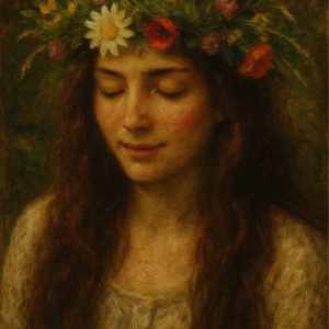 Tranh Nghệ thuật "Cô Gái Đội Vòng Hoa" VIETSMART ART - Acrylic 60 x 90cm