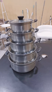 HANGROO 💥ถูกที่สุด💥 S829 ชุดหม้อสแตนเลส 5ใบ 5ขนาด พร้อมฝาปิด 16/18/20/22/24cm.