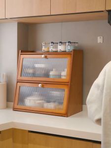 Ready Stock Muji Style Bamboo Cabinet 50cm Almari Coffee storage rak cawan dining table multifunctional storage rack