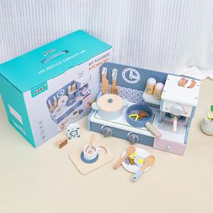 ĐỒ CHƠI BẾP KABI KÈM ĐẦY ĐỦ DỤNG CỤ NHÀ BẾP VÀ ĐỒ ĂN BẰNG GỖ CHO BÉ CHƠI ĐỒ HÀNG