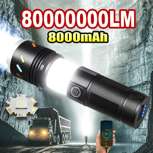 80000000LM High Power Led Flashlight Ultra Powerful COB Flashlights Tpye-c Rechargeable Tactical Torch Lamp Camping Hand Lantern