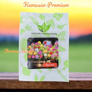 (KEMASAN PREMIUN) BIJI/BENIH BUNGA MOSSROSE/PORTULACA ROSE DOUBLE MIX (isi-+1.000 butir)