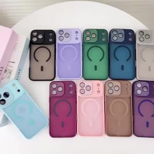 Ốp Điện Thoại iPhone 17/16/15/14/13/12/11 Pro Max Plus Cao Cấp Trong Suốt Từ Tính Kèm Miếng Dán Bảo Vệ Ống Kính Tương Thích Với MagSafe