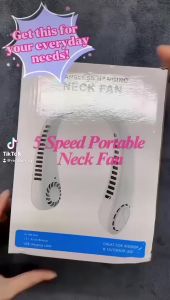 SG【READY STOCK】Hanging Neck Fan 5Speeds Strong Wind USB Rechargeable Bladeless Fan 2024NEW Portable Fast Cooling Fan