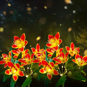 Flower Solar Lights Outdoor Garden LED Solar Flower Lights with 7 Orchid Flower Solar Stake Lights for Courtyard Pathway lights