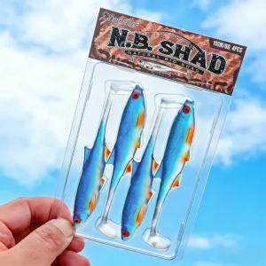 Spinpoler Handmade N.B Shad Mồi Câu Cá Mềm T-Tail Baitfish Bộ 4 Mồi Dành Cho Cá Sống Động Cá Hồi Cá Vược Nước Ngọt Nước Mặn