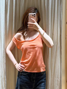 DUOFEIYAN | Dopamine Tangerine U-Neck Strap Backless Top