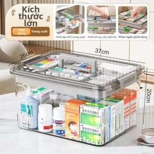QIANQIN | Hộp Thuốc Cấp Cứu Nhiều Lớp Dung Lượng Lớn Trong Suốt