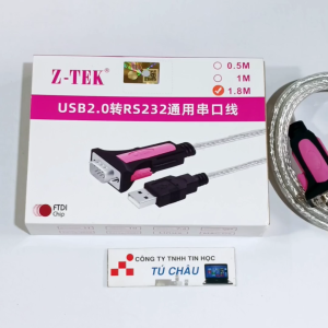 Cáp RS232 dài 1.8m Z tek (USB ra Com DB9M) / Chuẩn USB 2.0 ra Com 9 DB9m Kim đực Model: ZE533A
