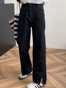 High Waist Wide Leg Jeans Womens plus Size Straight Cut Slimming Trousers Casual Long Pants Anti-Wrinkle Denim Fabric