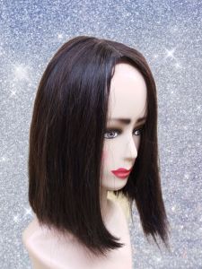 Wig Bob lurus poni sebahu wig Bob cosplay syntetic fiber warna kuning neon