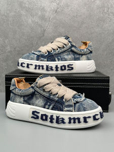 Retro Thick Bottom Canvas Shoes Mens Spring Autumn New Style Casual Sneakers Breathable Wear Resistant Increase Height Hole Design